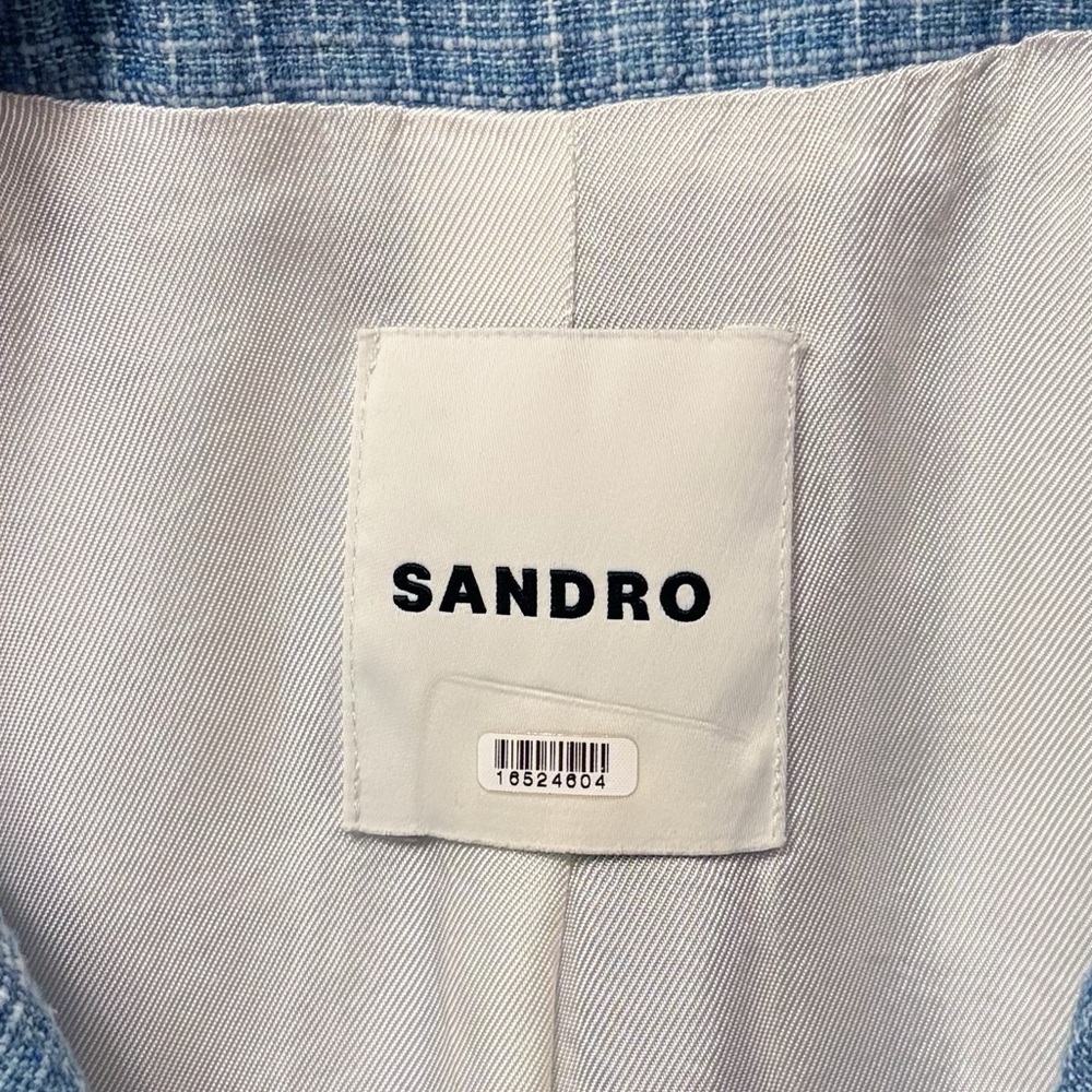 Sandro Nars‎ Double Breasted Tweed Blazer in Blue - Picture 10 of 11